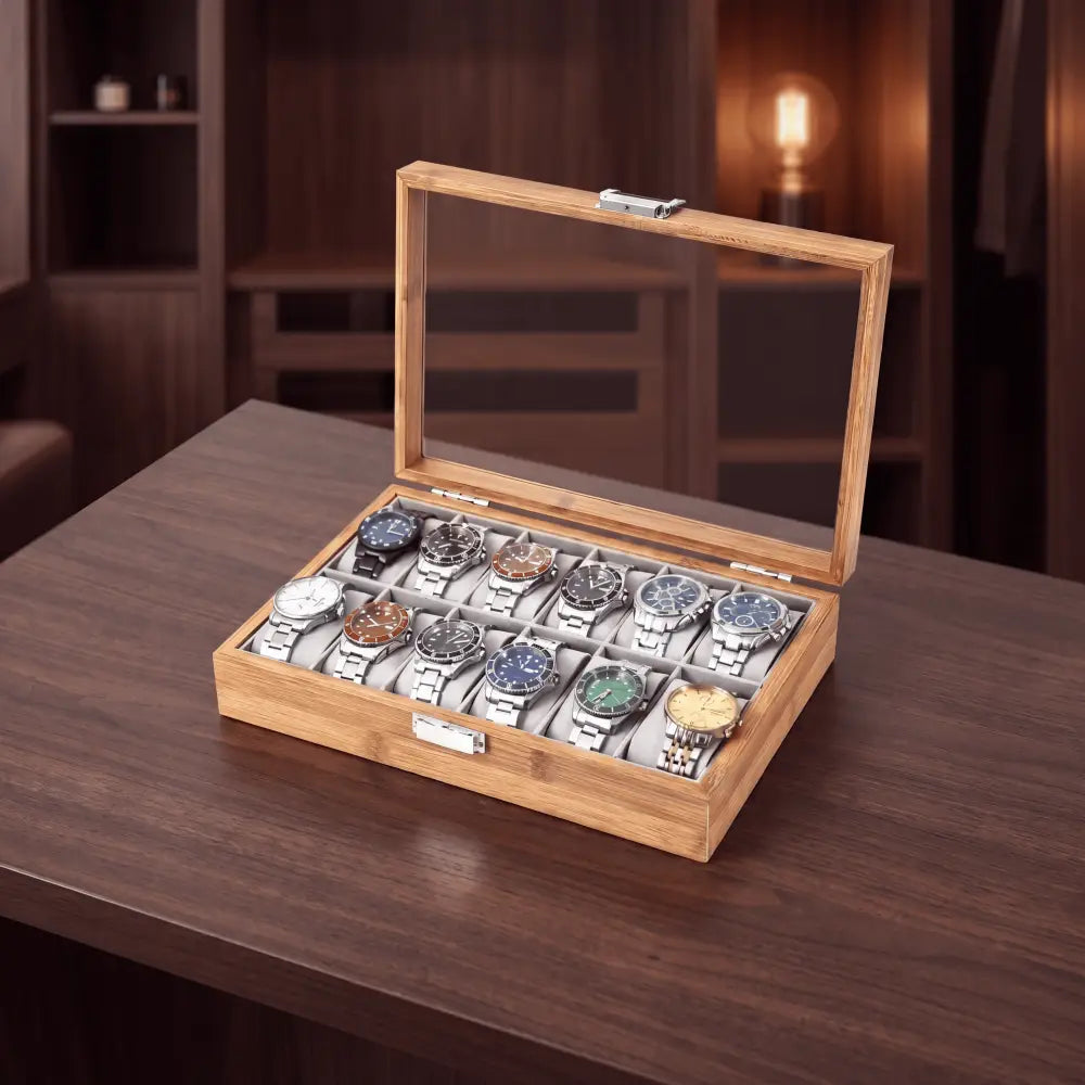 Boîte à Montre - Bambou Élégance™ Série 12